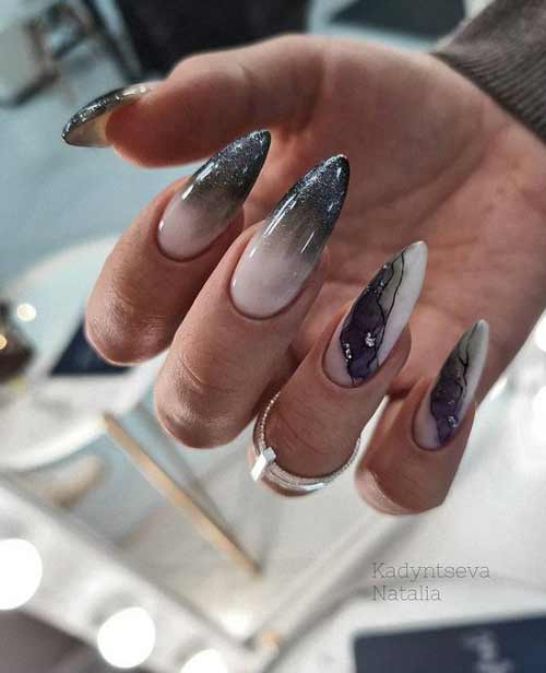 Ongles longs en marbre noir