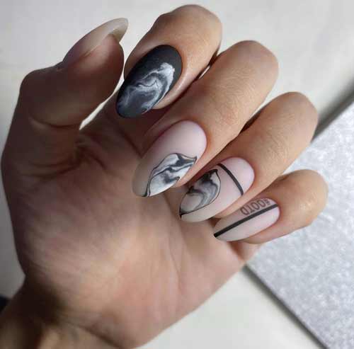 Manucure marbre gris