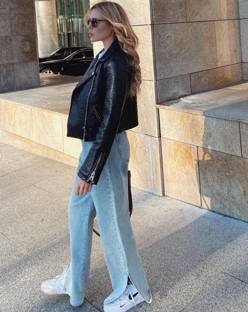 Jean large avec fentes