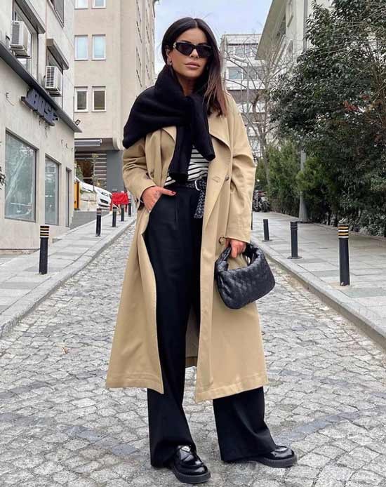 Look avec un pantalon large pour le printemps