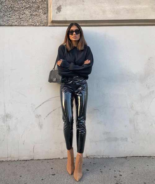 Legging en cuir avec sweat