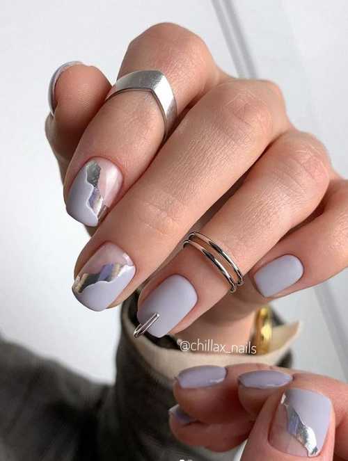 Manucure grise 2025-2026: design, ongles dans les tons gris, photo