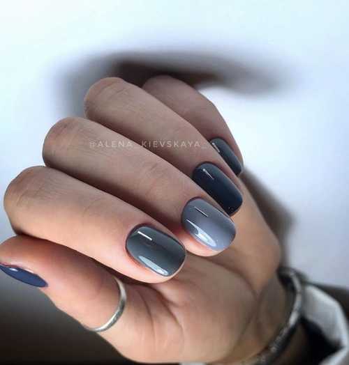 Manucure grise 2025-2026: design, ongles dans les tons gris, photo