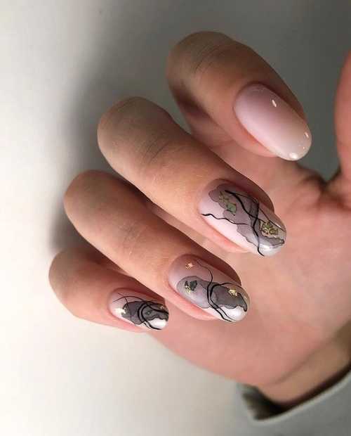 Manucure grise 2025-2026: design, ongles dans les tons gris, photo