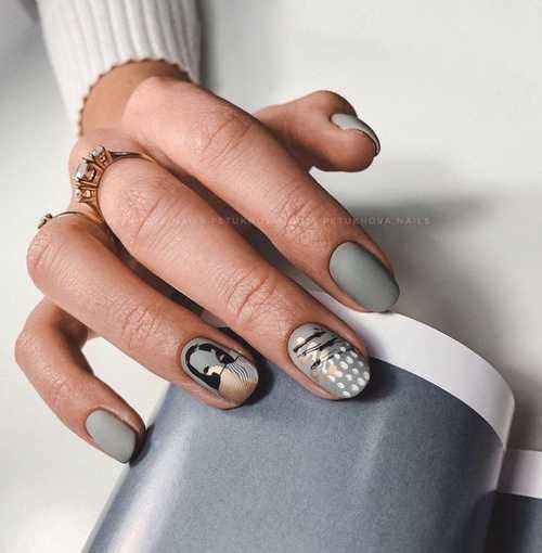 Manucure grise 2025-2026: design, ongles dans les tons gris, photo