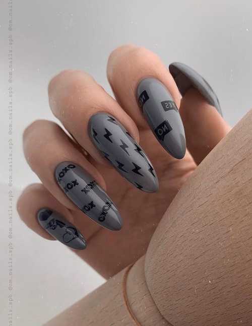 Manucure grise 2025-2026: design, ongles dans les tons gris, photo