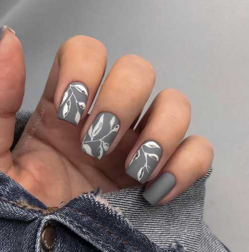 Manucure grise 2025-2026: design, ongles dans les tons gris, photo