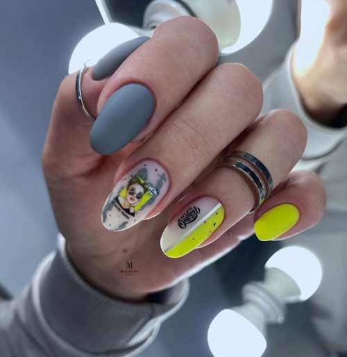 Manucure grise 2025-2026: design, ongles dans les tons gris, photo