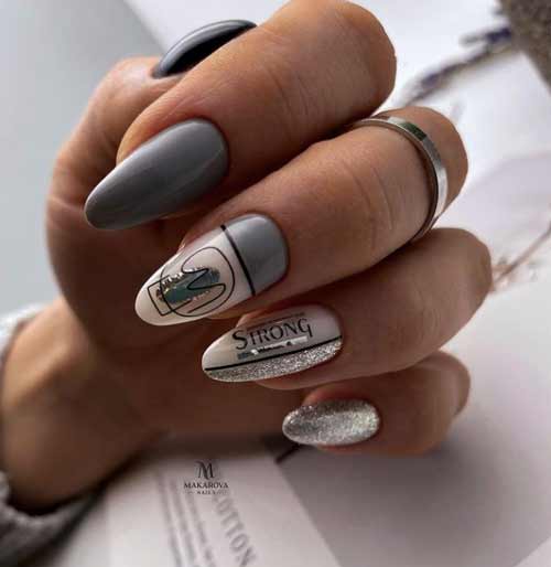 Manucure grise 2025-2026: design, ongles dans les tons gris, photo