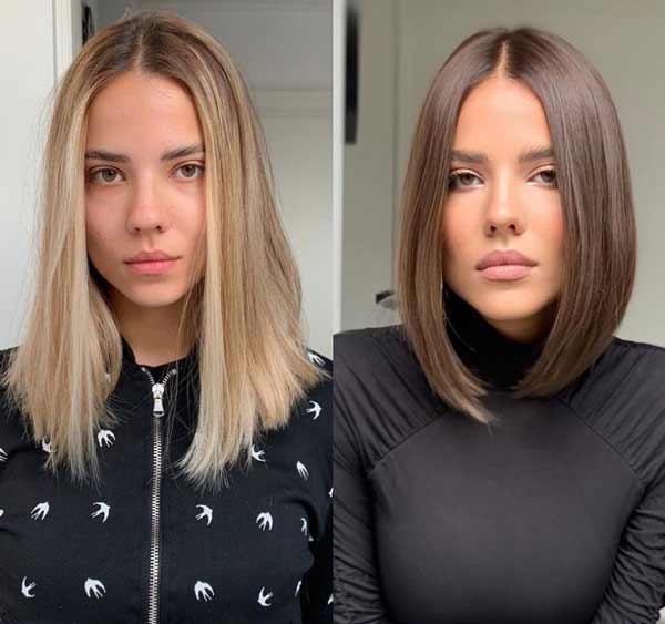 Bob silhouette A pour cheveux raides moyens