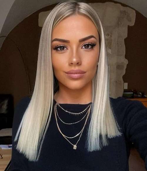 Cheveux raides et raides sans frange