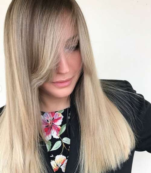 Frange à la mode pour cheveux raides