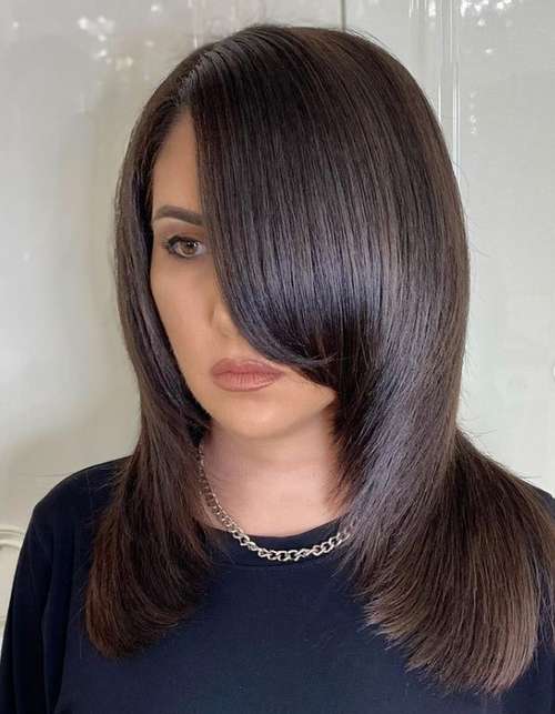 Échelle de coupe de cheveux avec une frange