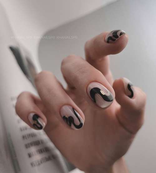 Manucure avec un motif pour les ongles courts: tendances 2026, photos