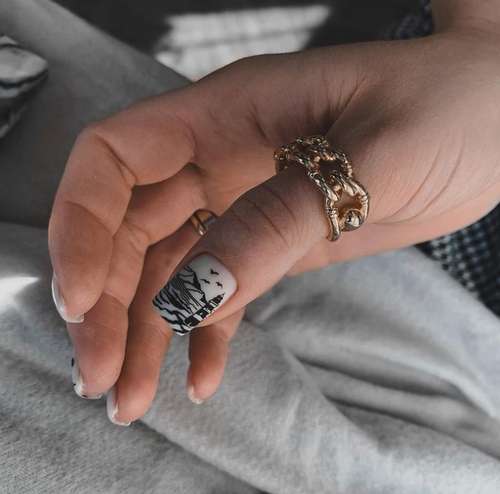 Manucure avec un motif pour les ongles courts: tendances 2026, photos