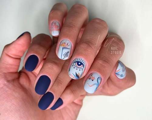 Manucure avec un motif pour les ongles courts: tendances 2026, photos