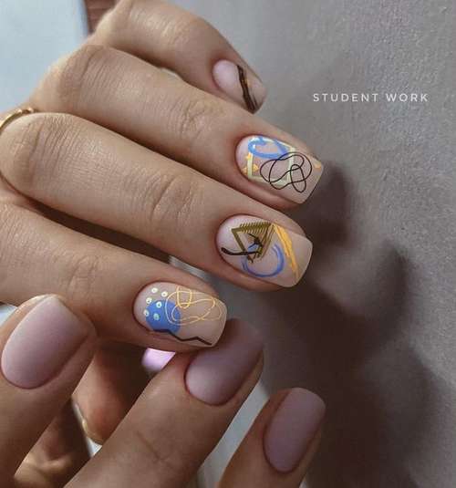 Manucure avec un motif pour les ongles courts: tendances 2026, photos