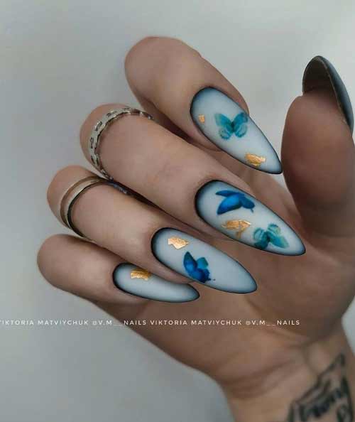 Dégradé laiteux sur ongles longs