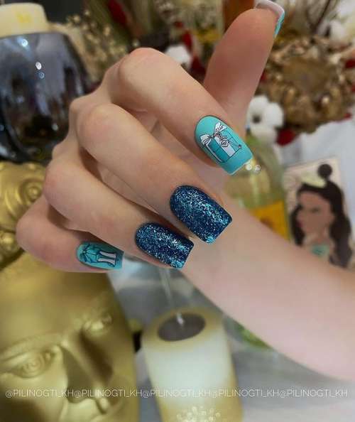 Manucure turquoise 2025-2026: une photo de nouvelles idées, un aperçu des tendances