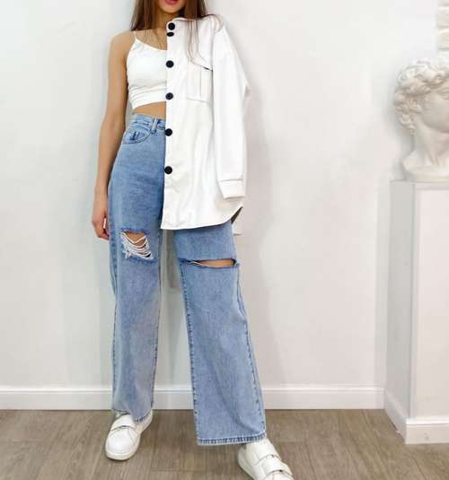 Jeans à jambe large