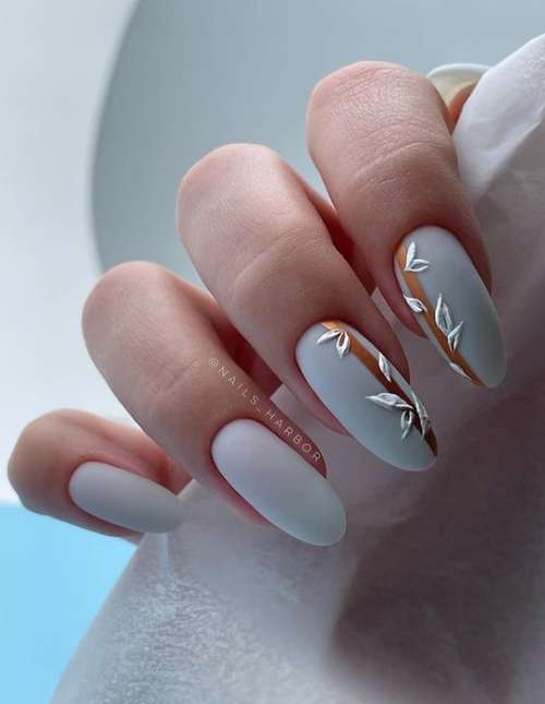 Manucure avec des feuilles: design 2025-2026, nouveaux articles sur la photo