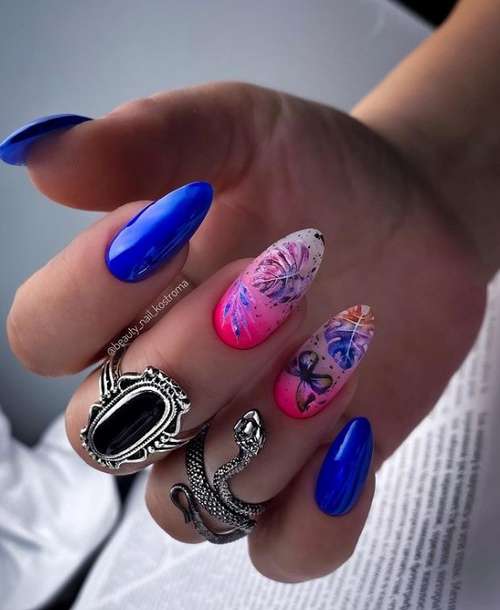 Manucure avec des feuilles: design 2025-2026, nouveaux articles sur la photo