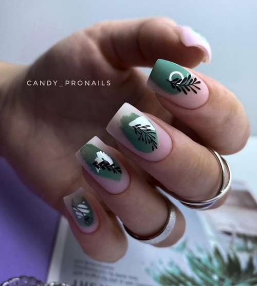 Manucure avec des feuilles: design 2025-2026, nouveaux articles sur la photo