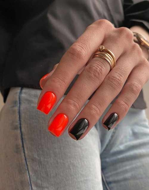 Manucure noire et rouge