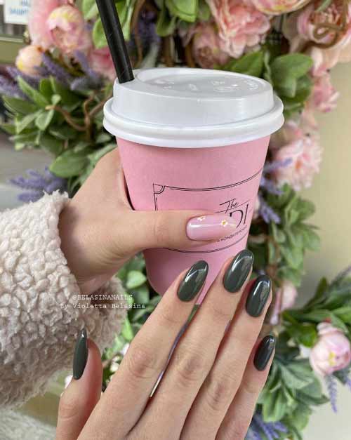 Conception de différentes mains avec une couleur vert foncé