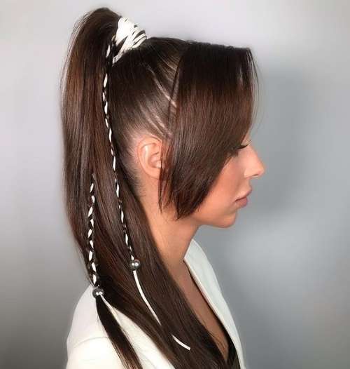 Coiffure queue de cheval et tresses
