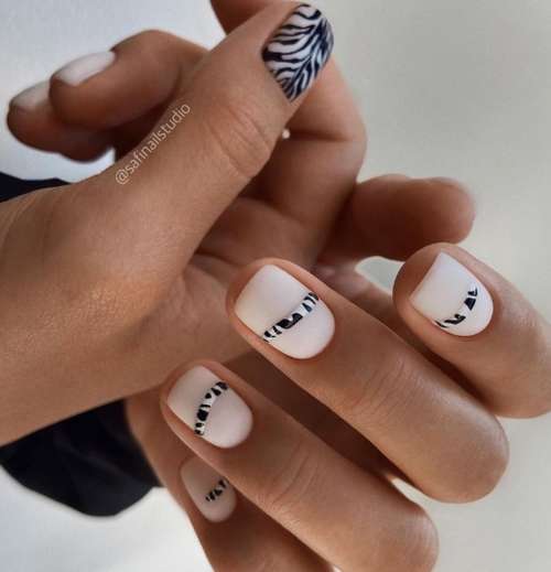 Manucure courte zèbre