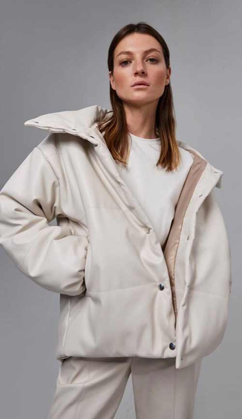 Doudoune en cuir avec col