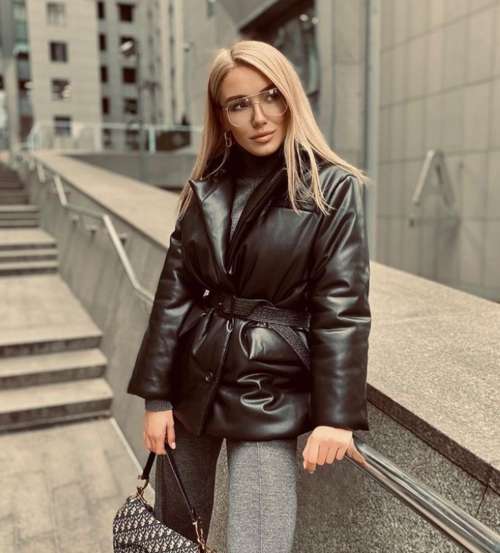 Doudounes oversize en cuir écologique