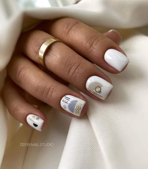 Manucure blanche pour ongles courts: nouveau design 2026, photo