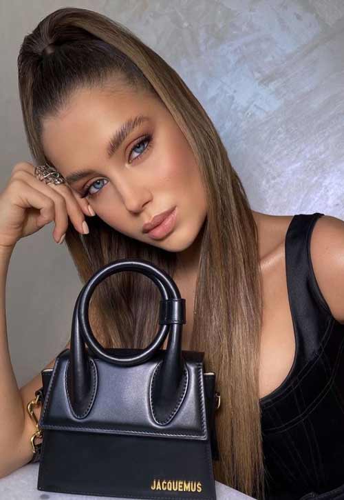 Coiffure de Noël queue de cheval haute lisse