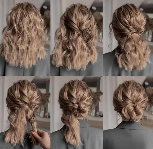 Chignon gradué à faible texture pour cheveux mi-longs
